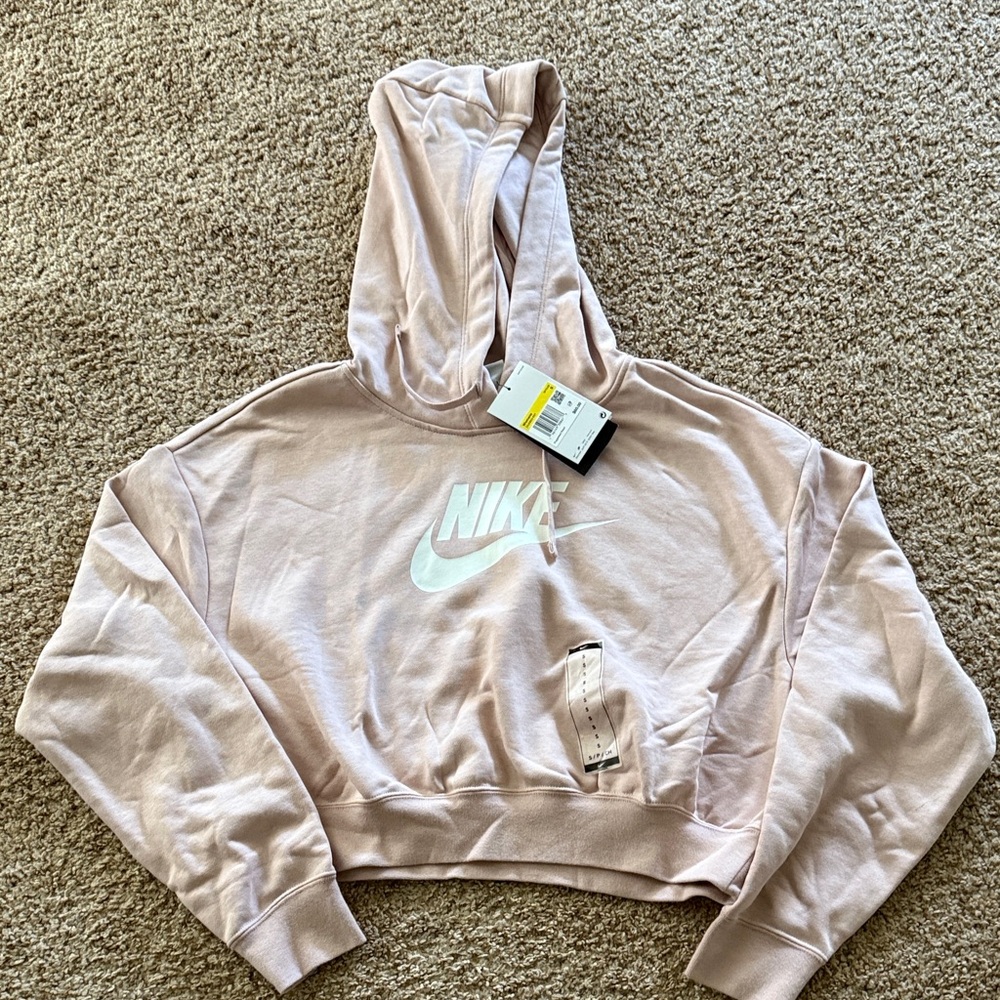 Nike Women's Light Pink Cropped Hoodie